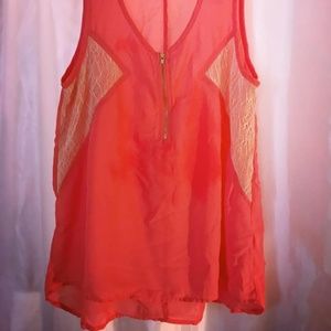 Women's Sleeveless Coral Blouse